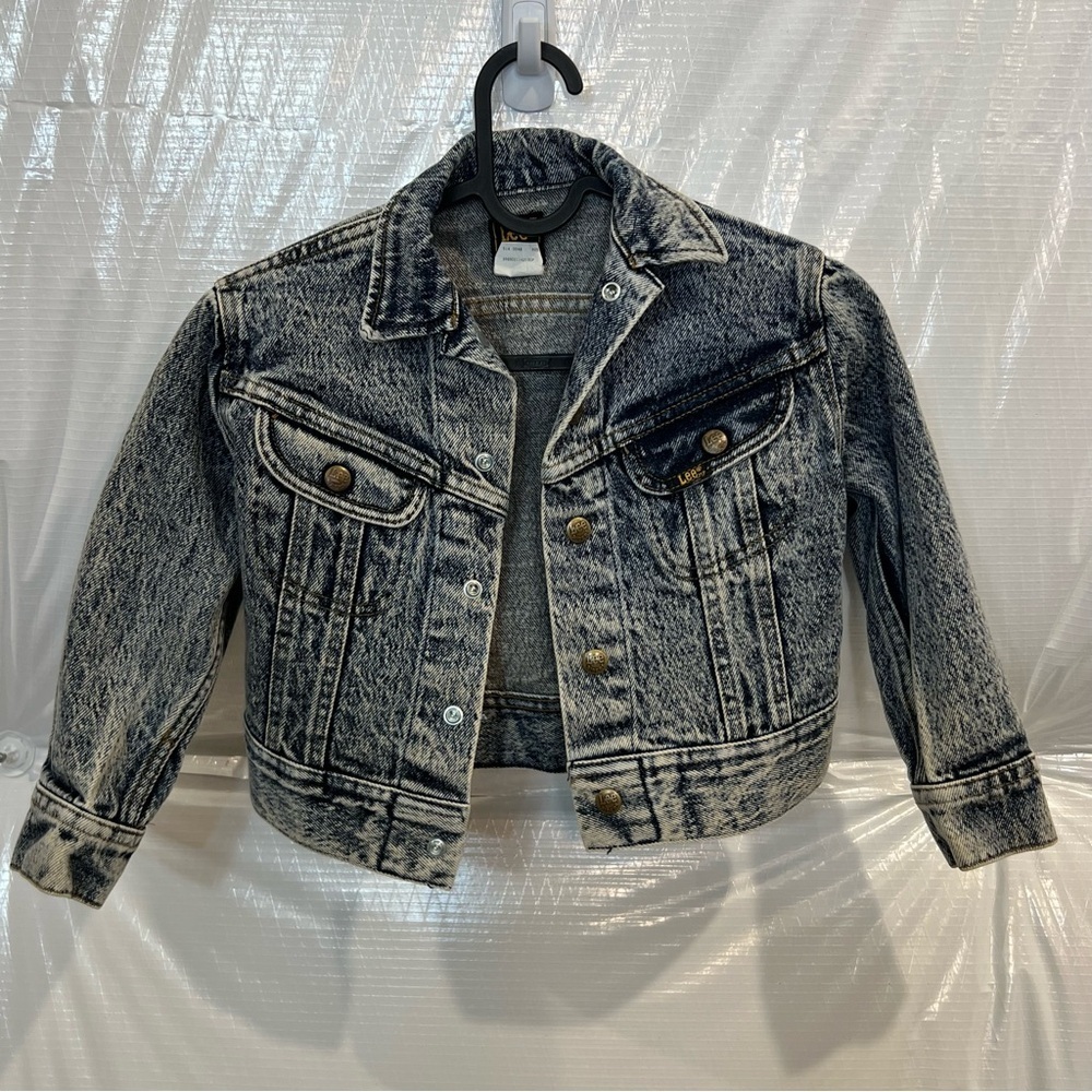 Lee Vintage Acid Wash Denim Jean Jacket Trucker Jacket Youth Sz 6 Button Unisex